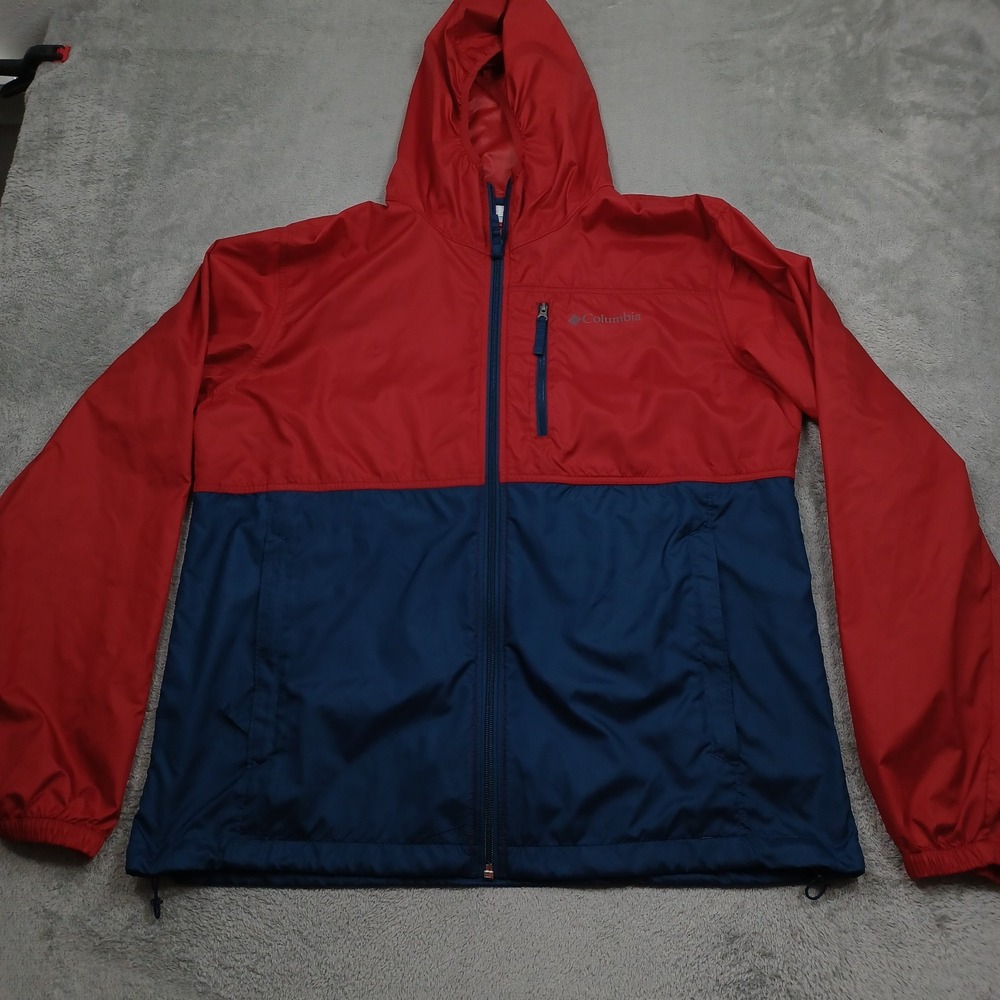 Columbia Jacket Mens Large Red Full Zip Lightweight Pockets Outdoor Casual